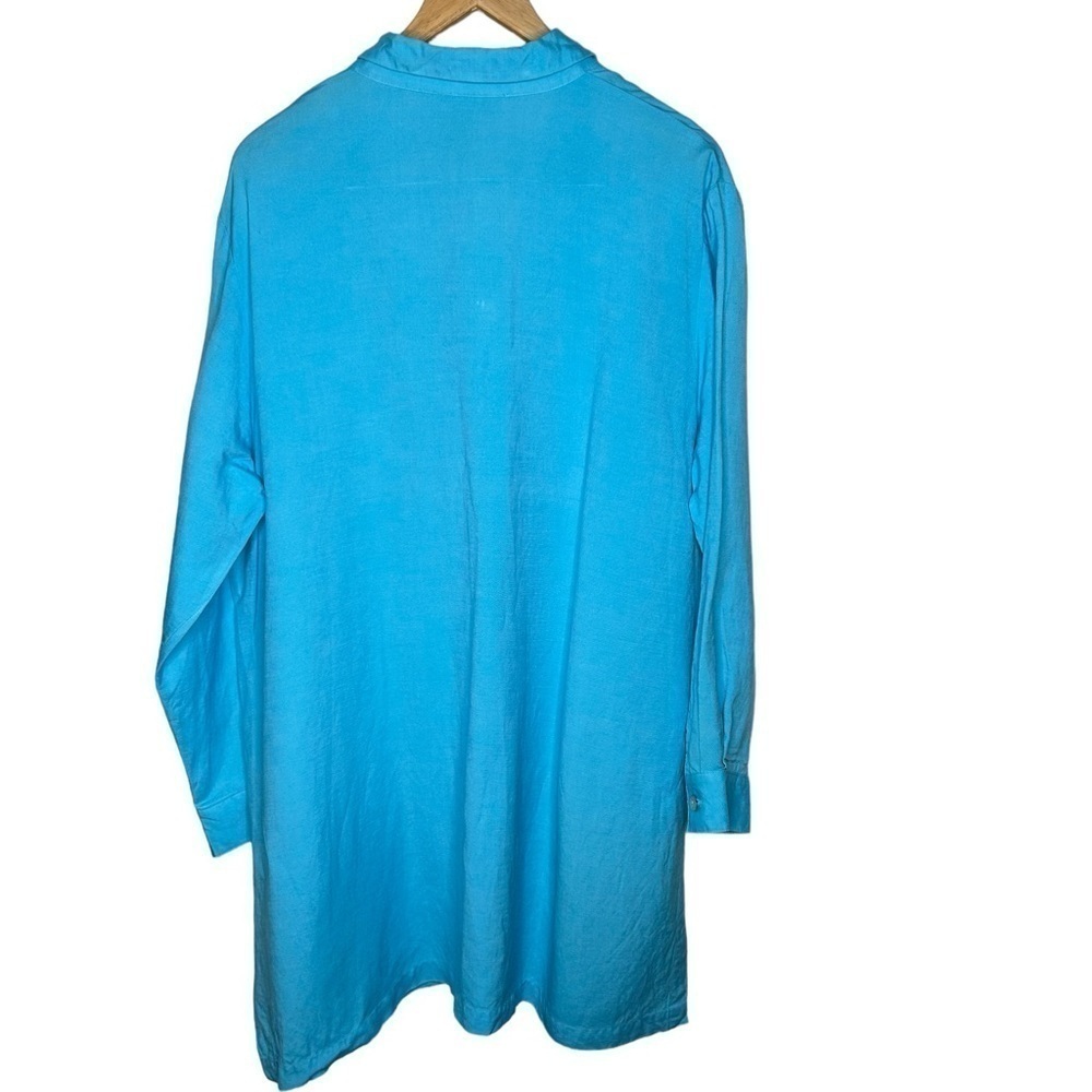 Dialogue Women’s Linen Blend Button Front Blouse Size 1X Blue Long Sleeve - Picture 3 of 3